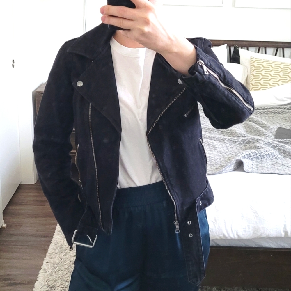 Gap Black Denim Moto Jacket